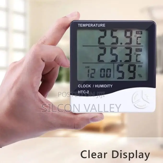HTC-2 Digital Thermometer Hygrometer With Clock