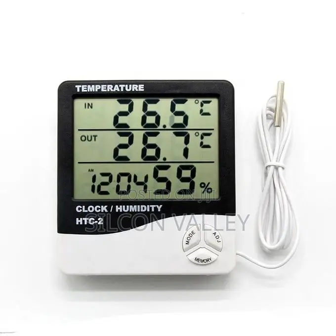 HTC-2 Digital Thermometer Hygrometer With Clock