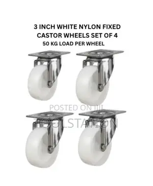 Castor Wheels 3 Inch Fixed Set of 4 Heavy Duty 50 Kg Load Per Wheel