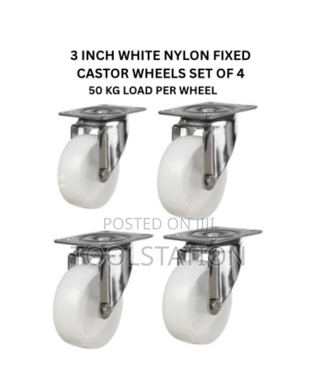 Castor Wheels 3 Inch Fixed Set of 4 Heavy Duty 50 Kg Load Per Wheel