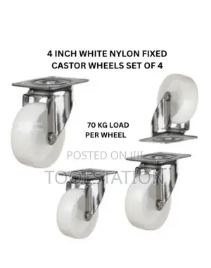 Castor Wheels 4 Inch Fixed Set of 4 Heavy Duty 70 Kg Load Per Wheel