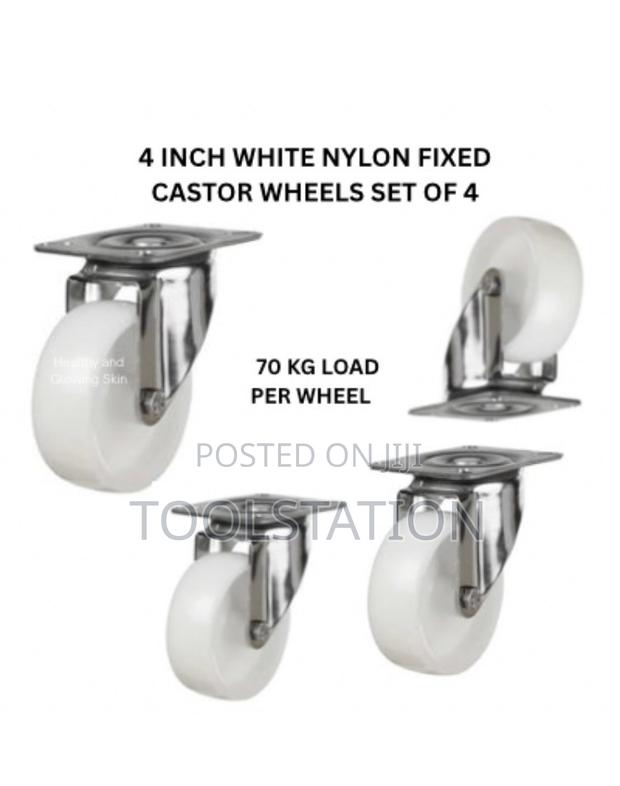 Castor Wheels 4 Inch Fixed Set of 4 Heavy Duty 70 Kg Load Per Wheel