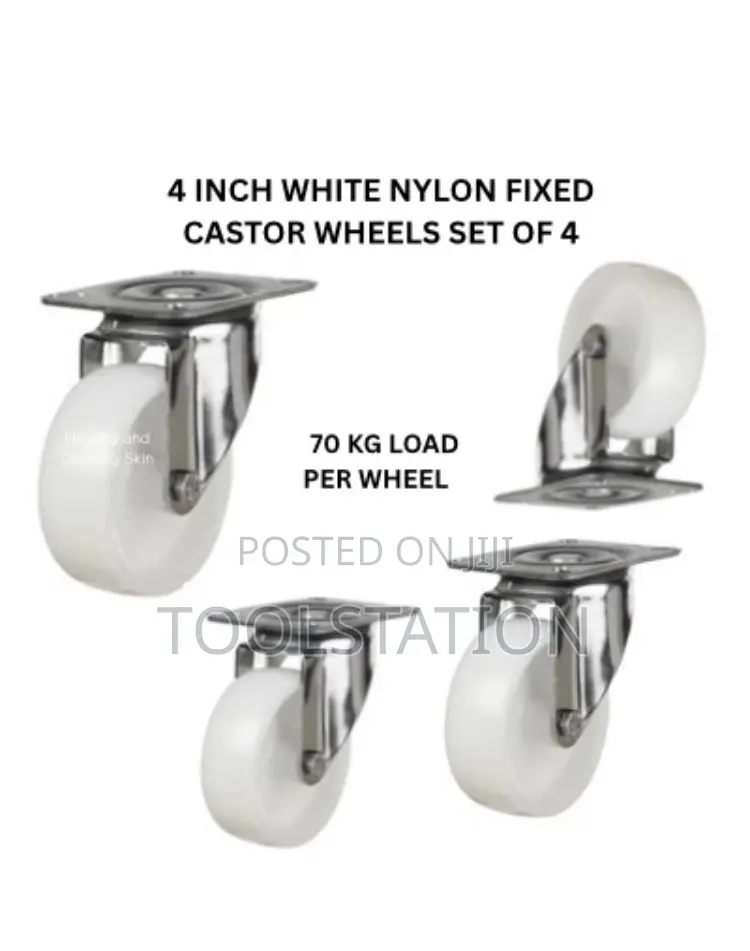 Castor Wheels 4 Inch Fixed Set of 4 Heavy Duty 70 Kg Load Per Wheel