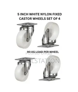 Castor Wheels 5 Inch Fixed Set of 4 Heavy Duty 90 Kg Load Per Wheel