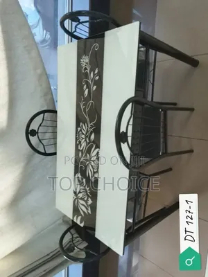 Glass / Wooden Dinner Table With 4 Chairs