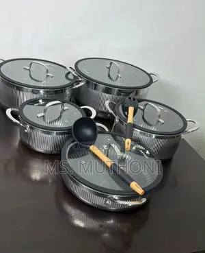 Heavy Duty UCC LIFE 12PCS Triply Ribbed Stainless Steel Pot Set