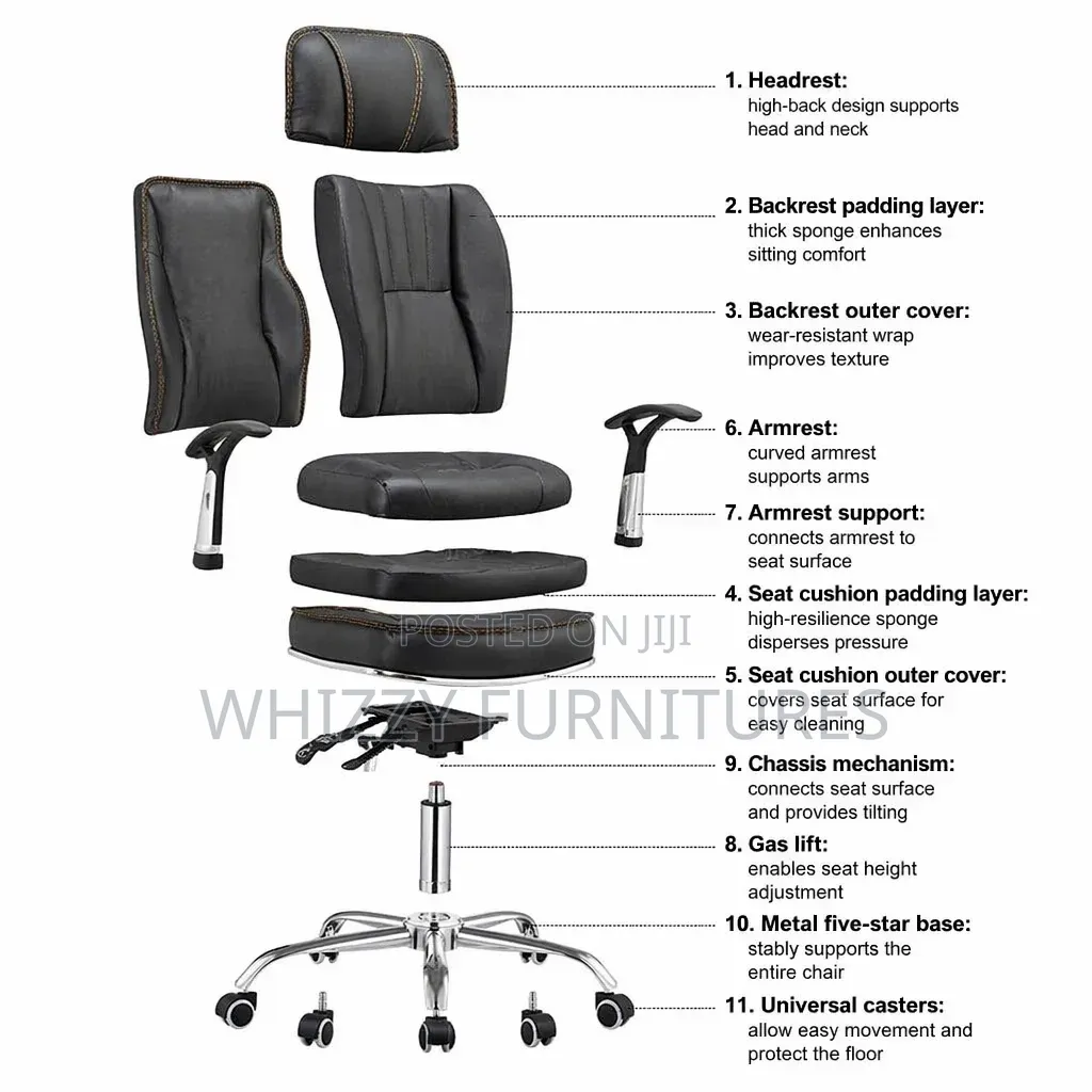 Office Chair:High -Back Elgonomic Modern Leather Chair