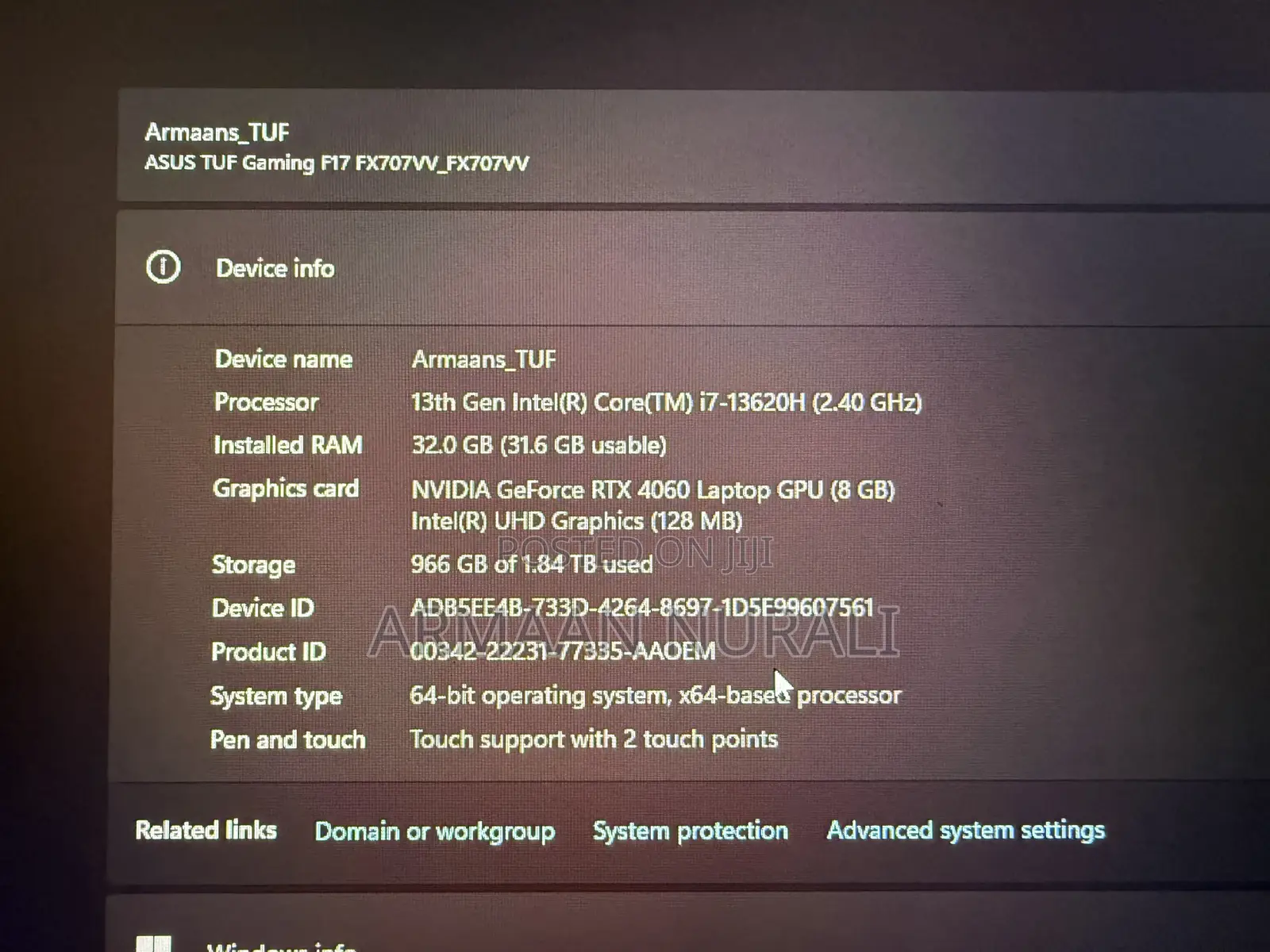 Laptop Asus TUF Gaming F17 32GB Intel Core i7 SSD 2T
