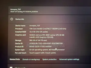 Laptop Asus TUF Gaming F17 32GB Intel Core i7 SSD 2T