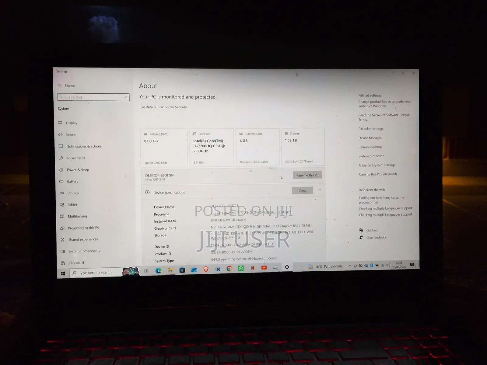 Laptop Acer Nitro 5 8GB Intel Core i7 SSD 1T