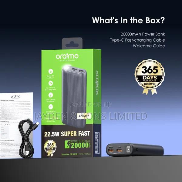 Oraimo 20,000mAh 22.5W Fast Charging Power Bank