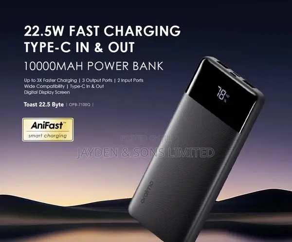 Oraimo 10,000mAh Mini Power Bank – 22.5W Fast Charging