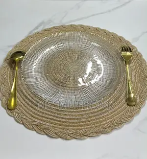 6 PCs High Quality Delicate Gold Rims Glass Dinner/ Charger Plate