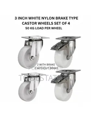 Castor Wheels 3 Inch 2 With Brake 2 Without 50 Kg Load Per Wheel H/D