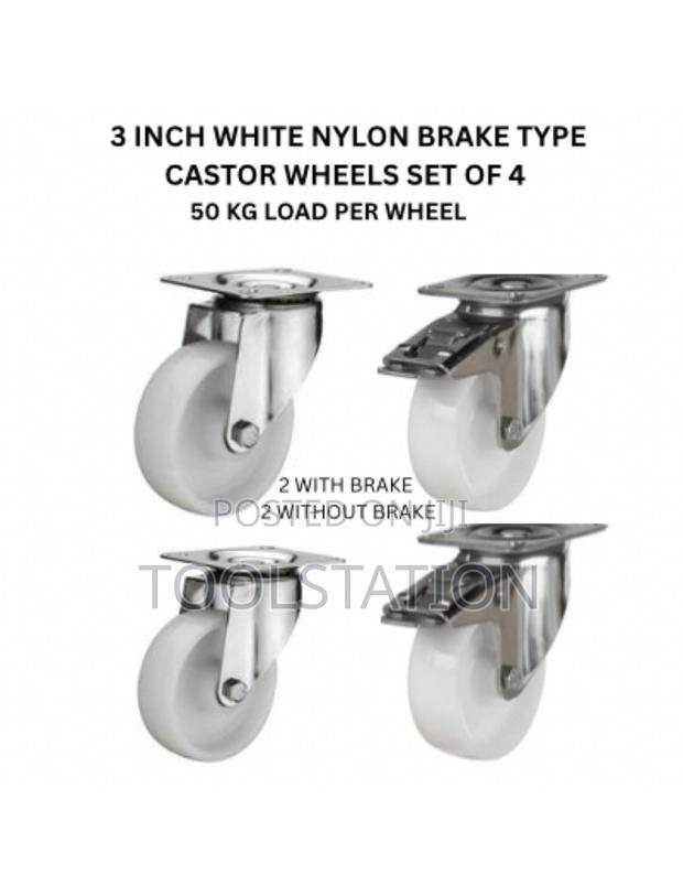 Castor Wheels 3 Inch 2 With Brake 2 Without 50 Kg Load Per Wheel H/D