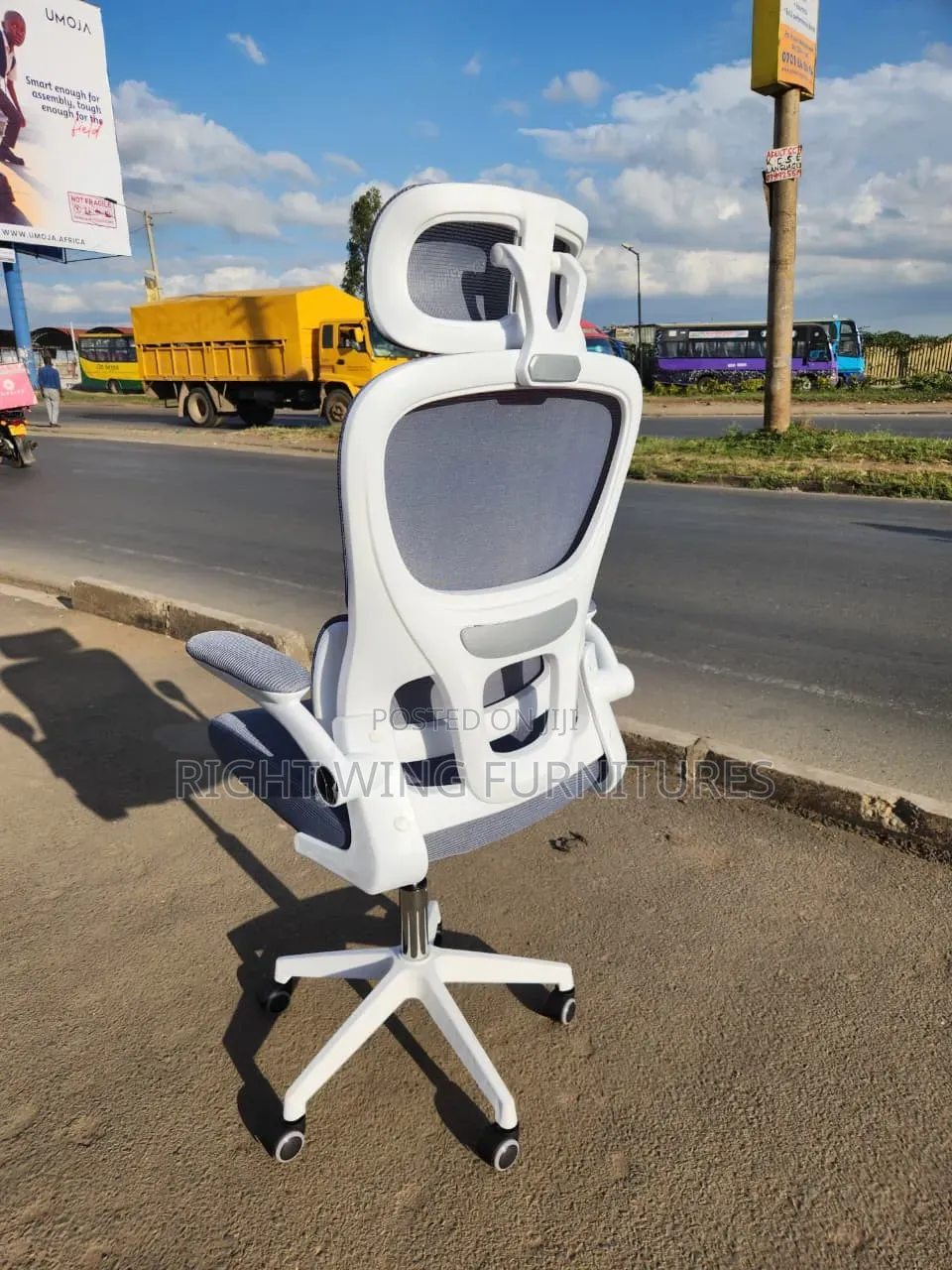 White Grey Folding Hands Office Chair