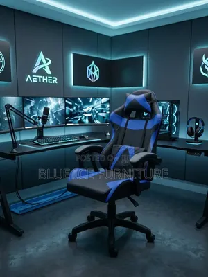 Ergonomic Blue Gaming Chair With Headrest Lumbar Support |