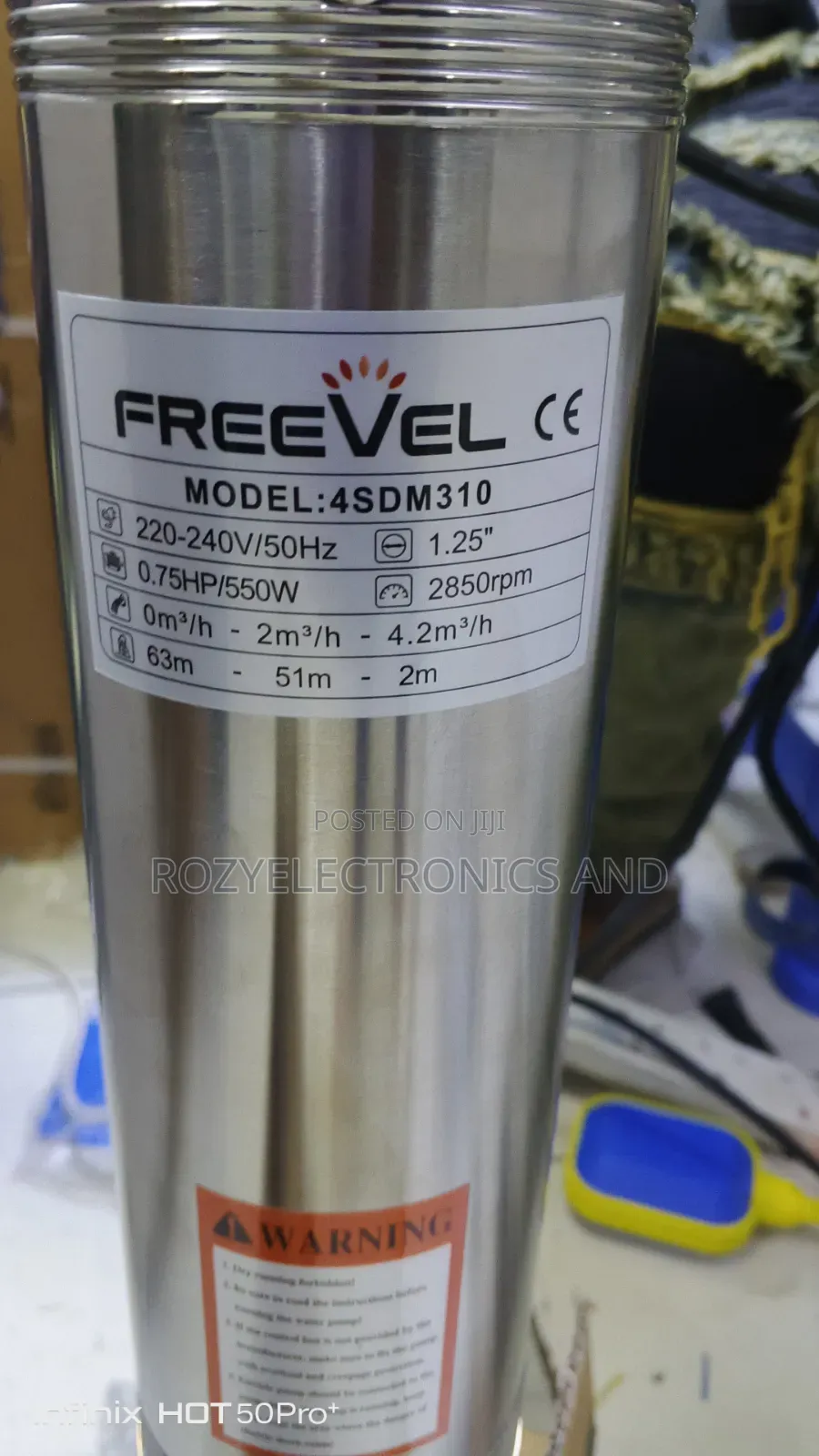 0.75 HP Submersible Pump 63m Head