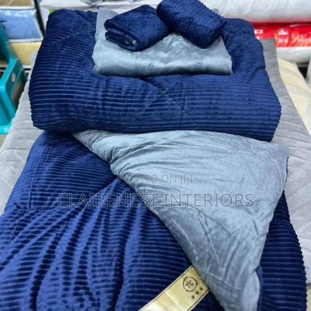 Comfort Worth Sleeping on Navy Blue and Grey Velvet - main view
