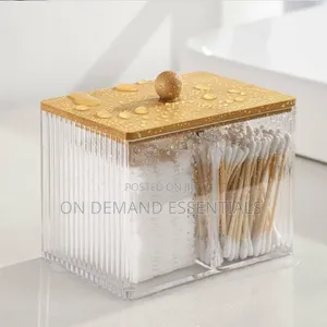 3 Compartment Acrylic Makeup Organizer Cotton Pad Storage Box