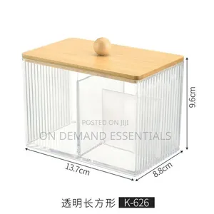 3 Compartment Acrylic Makeup Organizer Cotton Pad Storage Box