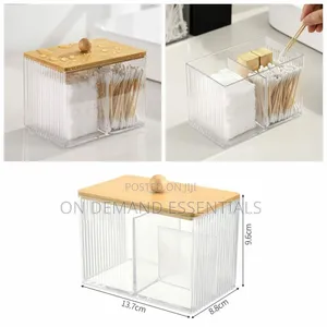 3 Compartment Acrylic Makeup Organizer Cotton Pad Storage Box