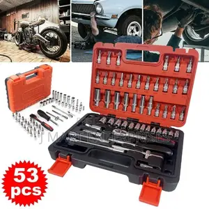 53pc Tools Socket Ratchet Mechanic Home Box Cabinet Hand Spanners