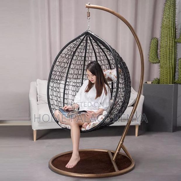Egg Chair; Luxury Egg Hanging Chair With Thick Cushion for Balcony - thumbnail 2