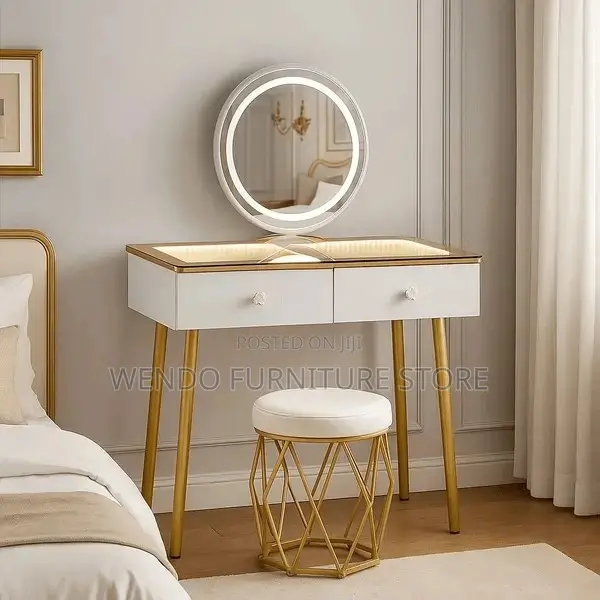 Dressers; Golden Dressing Room Make Up Beauty Vanity Set