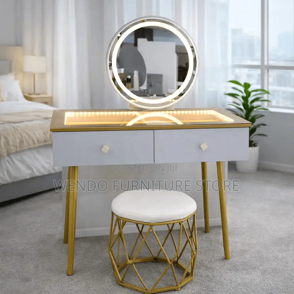 Dressers; Golden Dressing Room Make Up Beauty Vanity Set