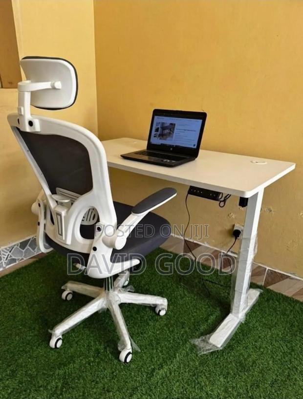 Electric Adjustable Standing Table and a Chair - main view