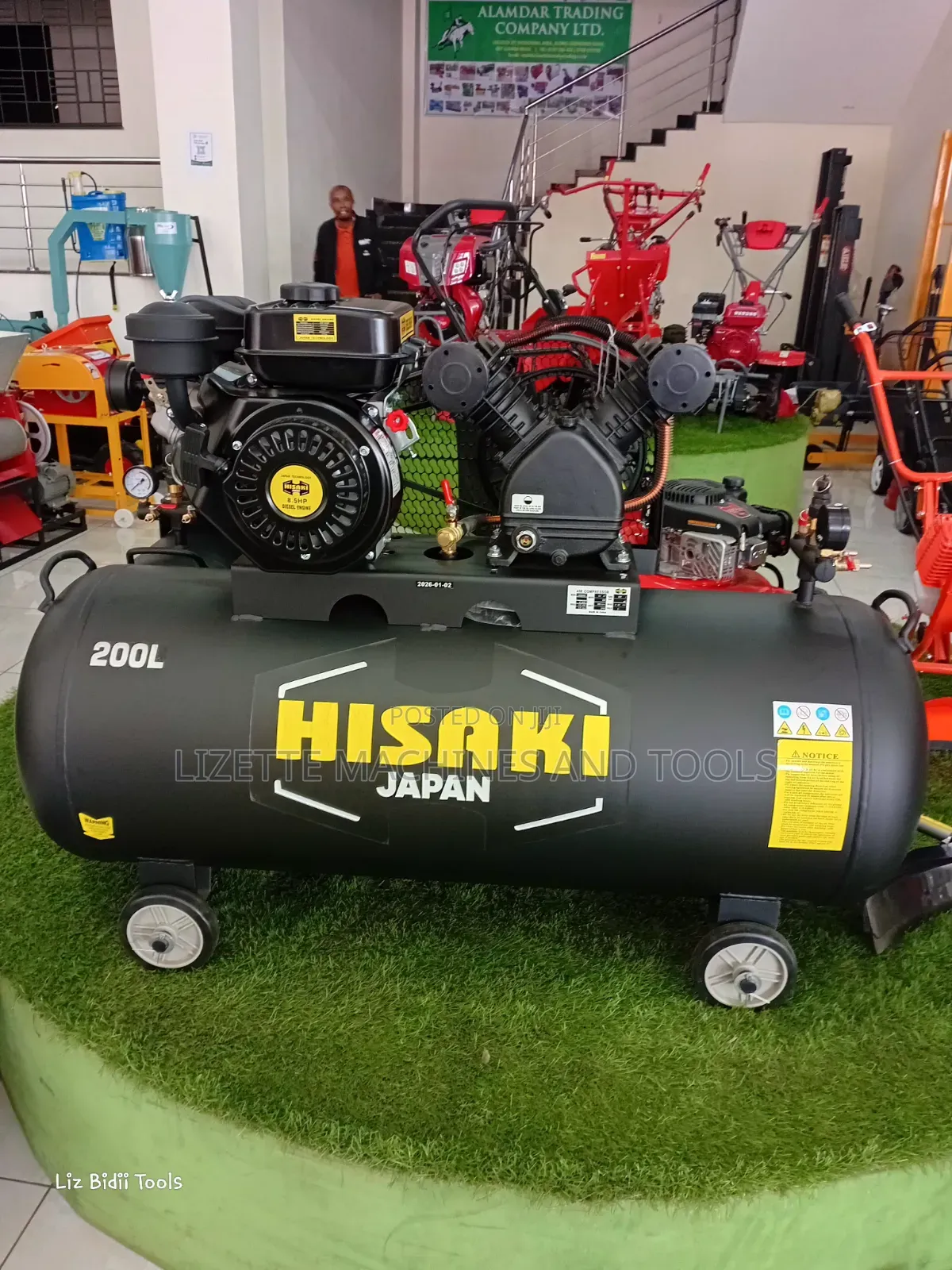 Hisaki 200L Air Compressor With 8.5hp Diesel Engine