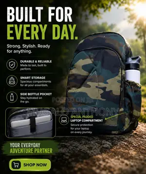 Military Inspired Camouflage Laptop Backpack Bag