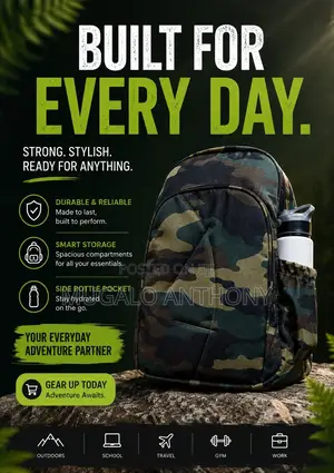 Military Inspired Camouflage Laptop Backpack Bag