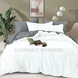 White and Orange 2 Sided Cotton Duvet Cover Set