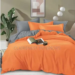 White and Orange 2 Sided Cotton Duvet Cover Set