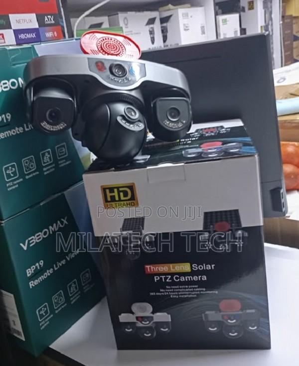 4G CCTV Triple Lens Camera With Alarm, Night Vision Remote Access