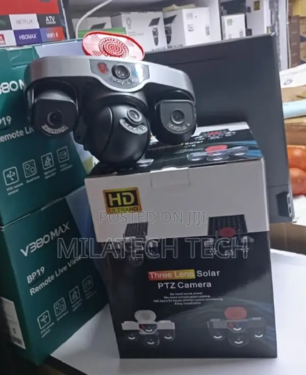 4G CCTV Triple Lens Camera With Alarm, Night Vision Remote Access