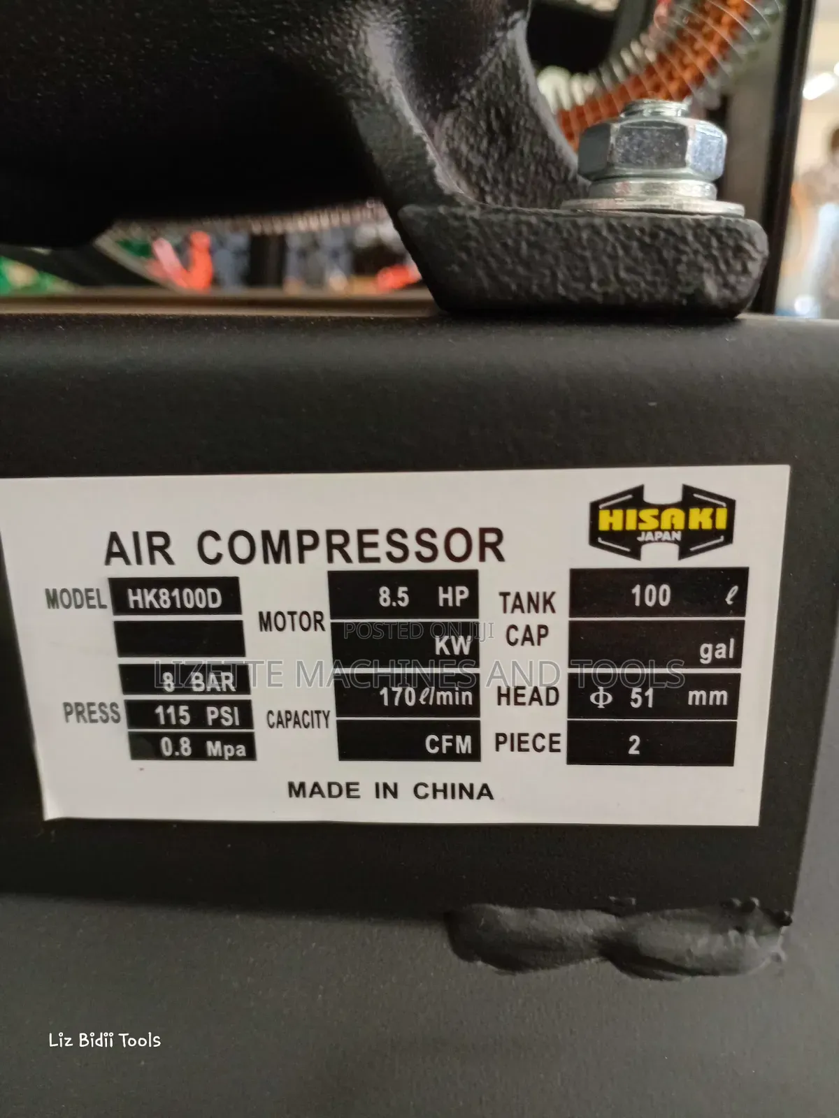 Hisaki 100L Diesel Air Compressor With 8.5hp Diesel Engine