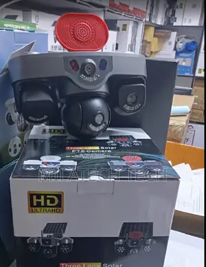 4G Outdoor CCTV Camera Triple Lens With Alarm Siren