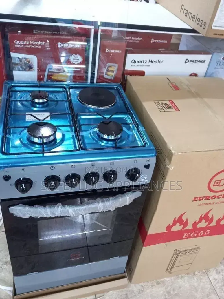 Eurochef Freestanding Cooker – 3 Gas Burners + 1 Electric Hot Plate