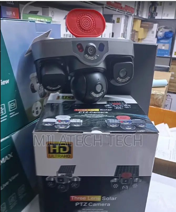 Triple Lens 4G CCTV Camera With Built-in Alarm Night Vision