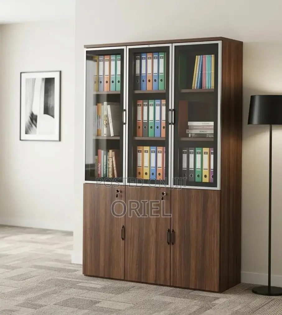 Office Cabinet : 3-Door Wooden Office Utility Cabinet