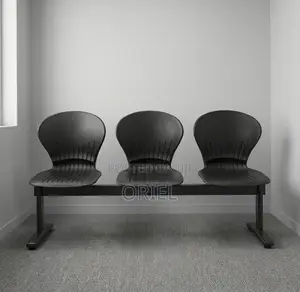 Office Bench : 3-Seater Blue Black Reception Plastic Bench
