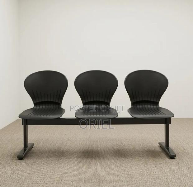Office Bench : 3-Seater Blue Black Reception Plastic Bench - thumbnail 3