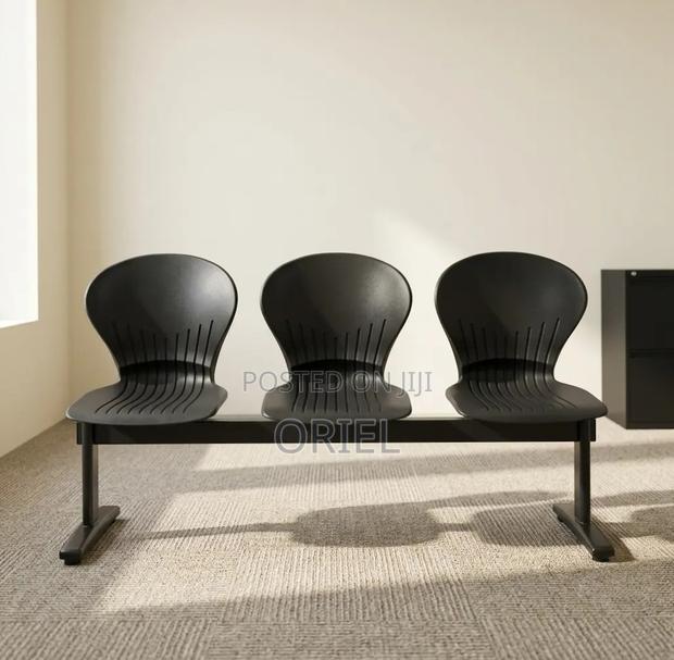 Office Bench : 3-Seater Blue Black Reception Plastic Bench - thumbnail 8
