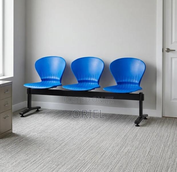 Office Bench : 3-Seater Blue Black Reception Plastic Bench - thumbnail 9