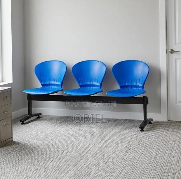 Office Bench : 3-Seater Blue Black Reception Plastic Bench - thumbnail 12