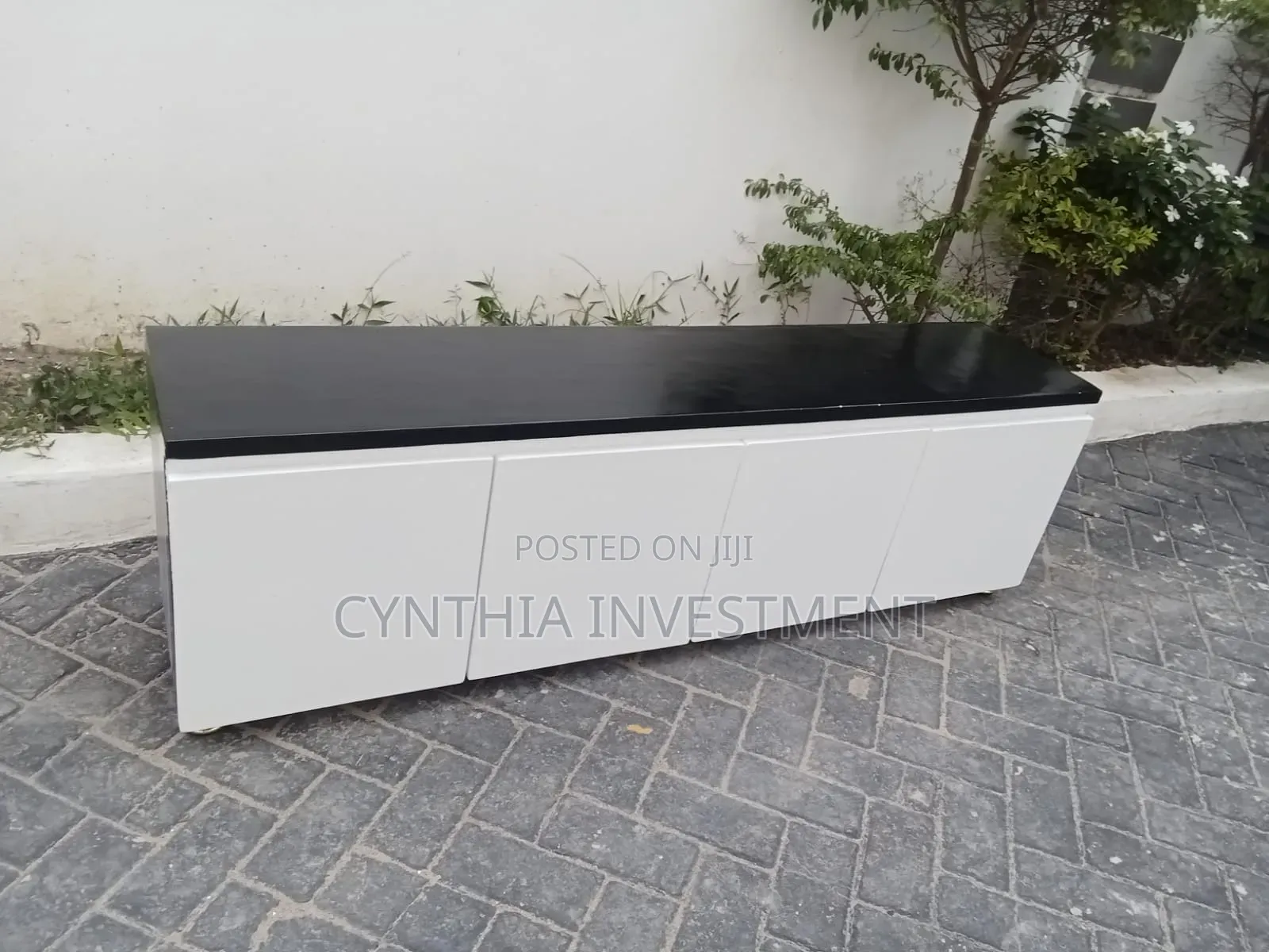 5 Ft Black and White TV Stand
