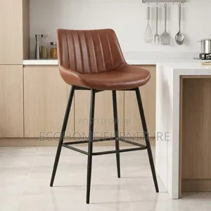 Bar Stool Brown Leather High Kitchen Counter Chair